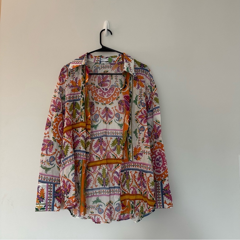 Mango Italian Fabric Colorful Button Down